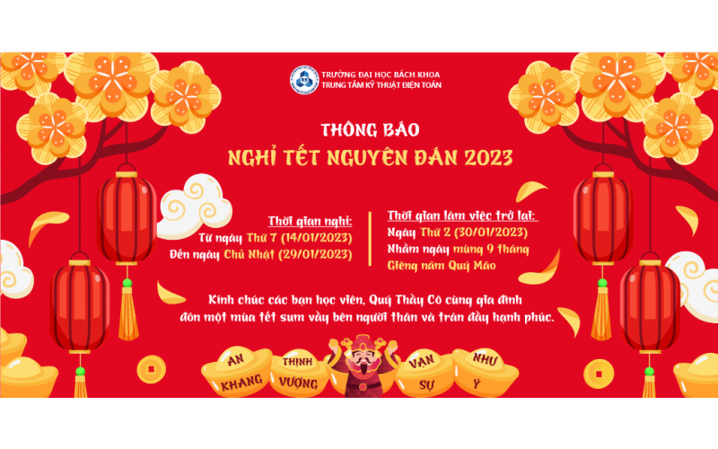 THÔNG BÁO LỊCH NGHỈ TẾT NGUYÊN ĐÁN 2023